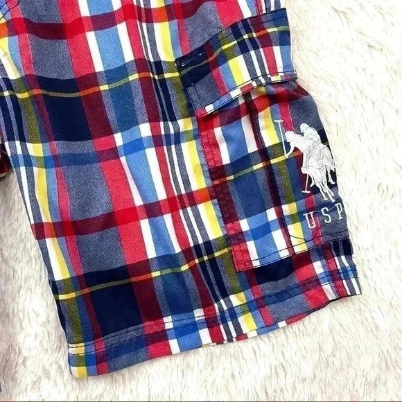 U.S. Polo Plaid Large Side Pocket Mens Swim Trunk Shorts Size M - Picture 5 of 10